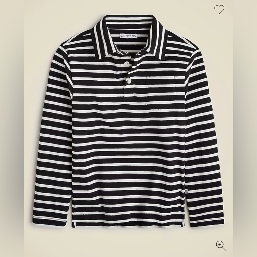 NWT- JCrew- Kids' long-sleeve polo shirt in striped broken-in-jersey